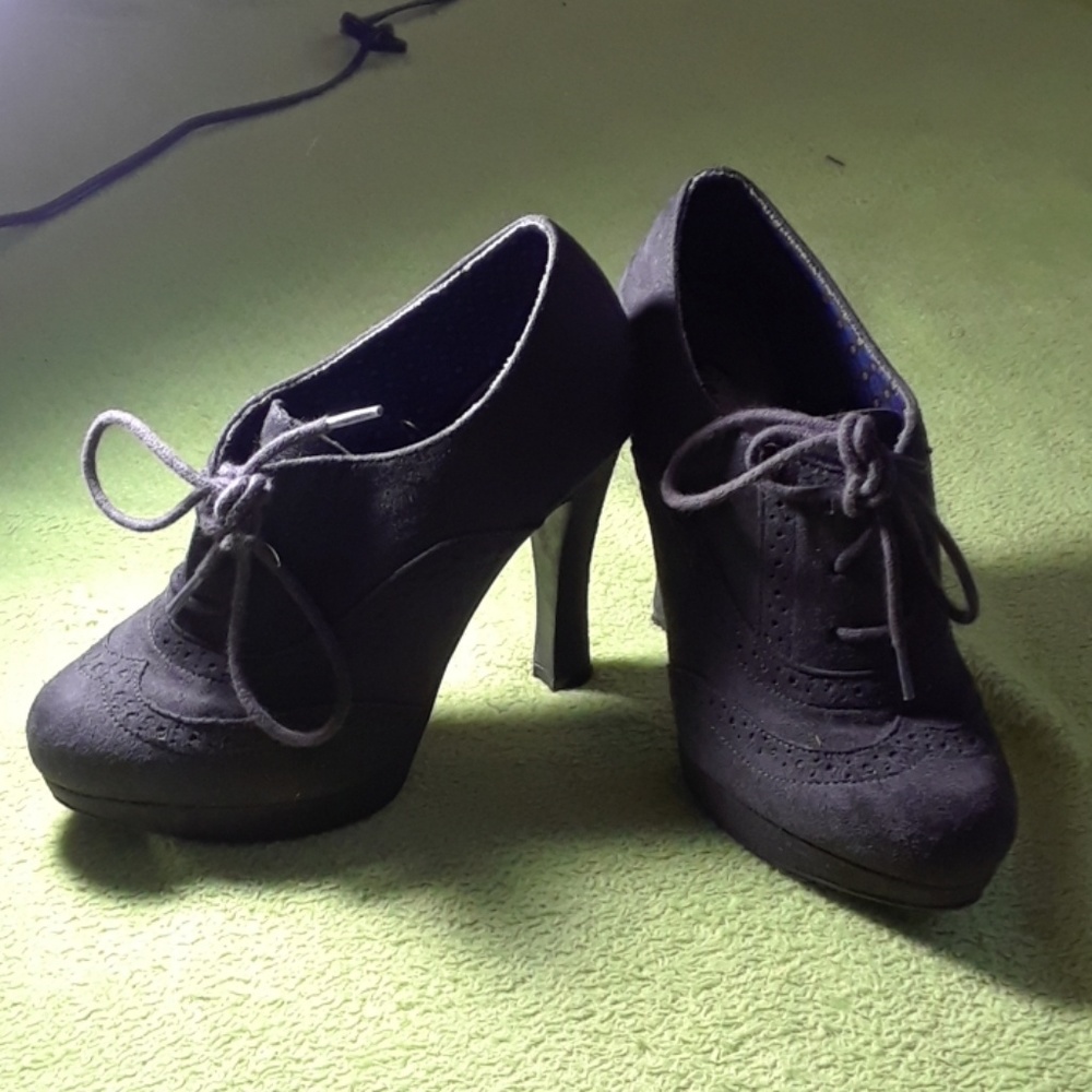 Lace up high heel booties
